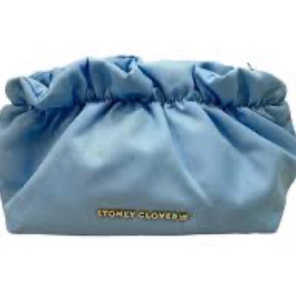 Stoney Clover Lane Powder Blue Gathered Pouch with Gold Plaque